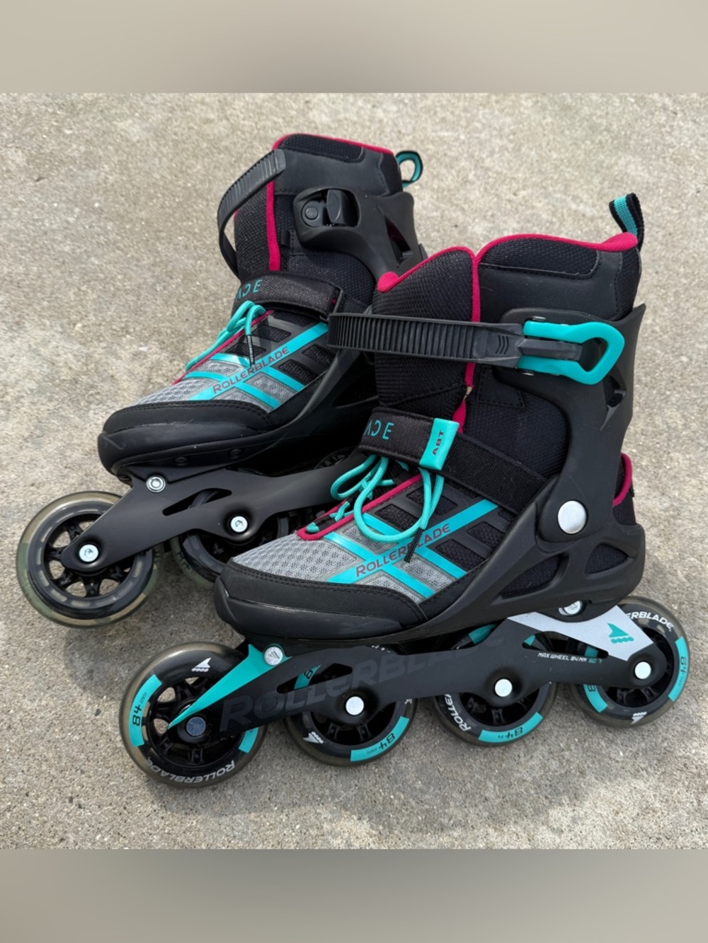 Rollerblade Macro Adjustable Women's Inline Skates in Black/Teal/Pink ABT brake - Picture 5 of 8
